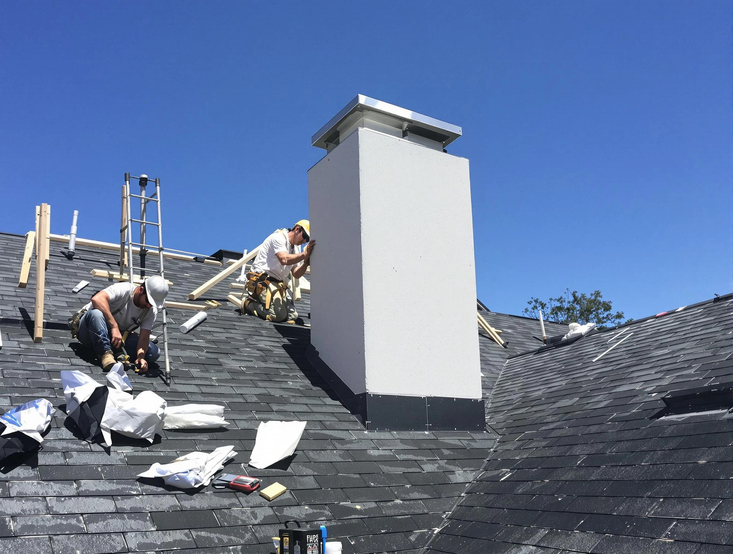 American Fork Chimney Sweep crew installing a new chimney in American Fork, UT