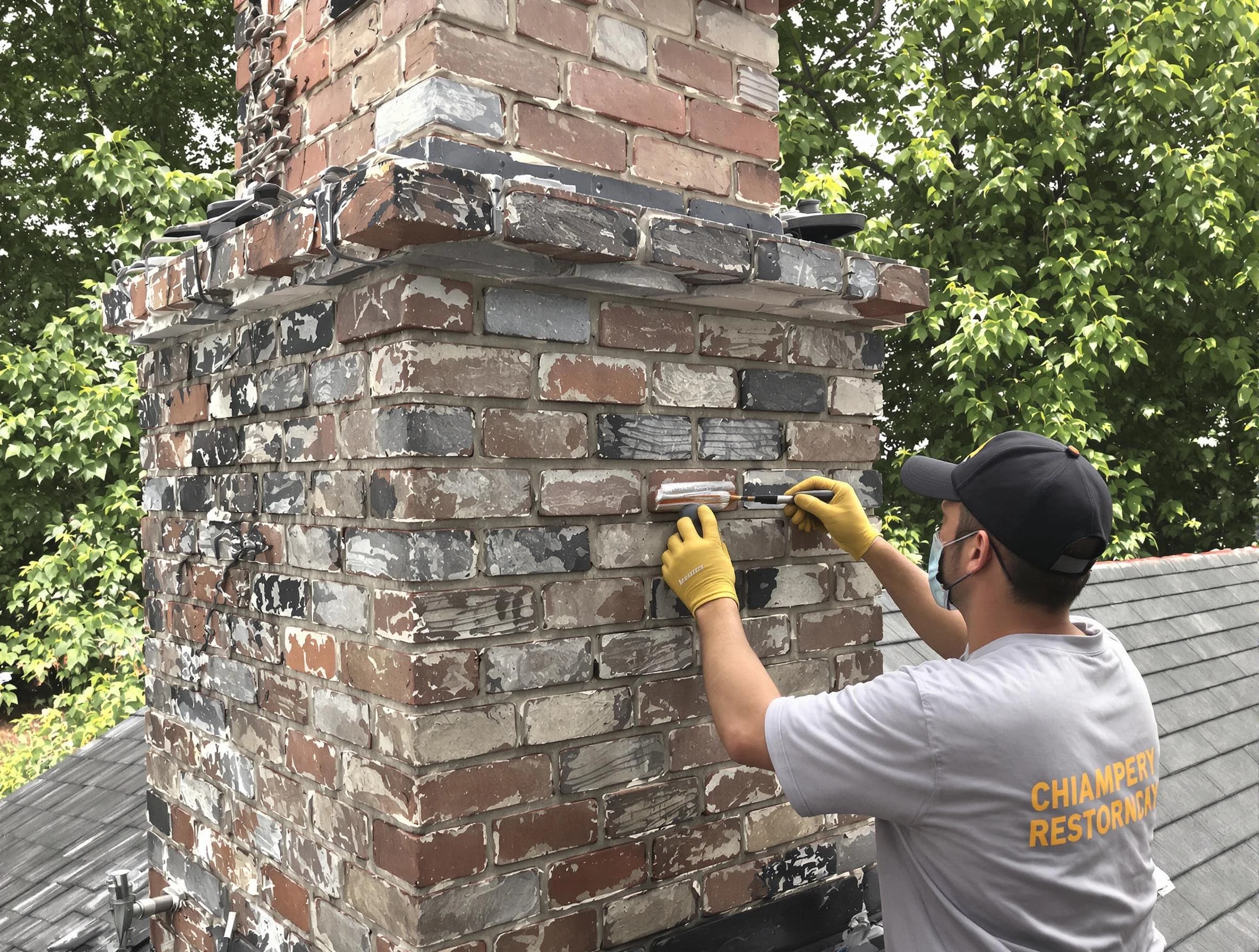 In-progress chimney restoration by American Fork Chimney Sweep in American Fork, UT