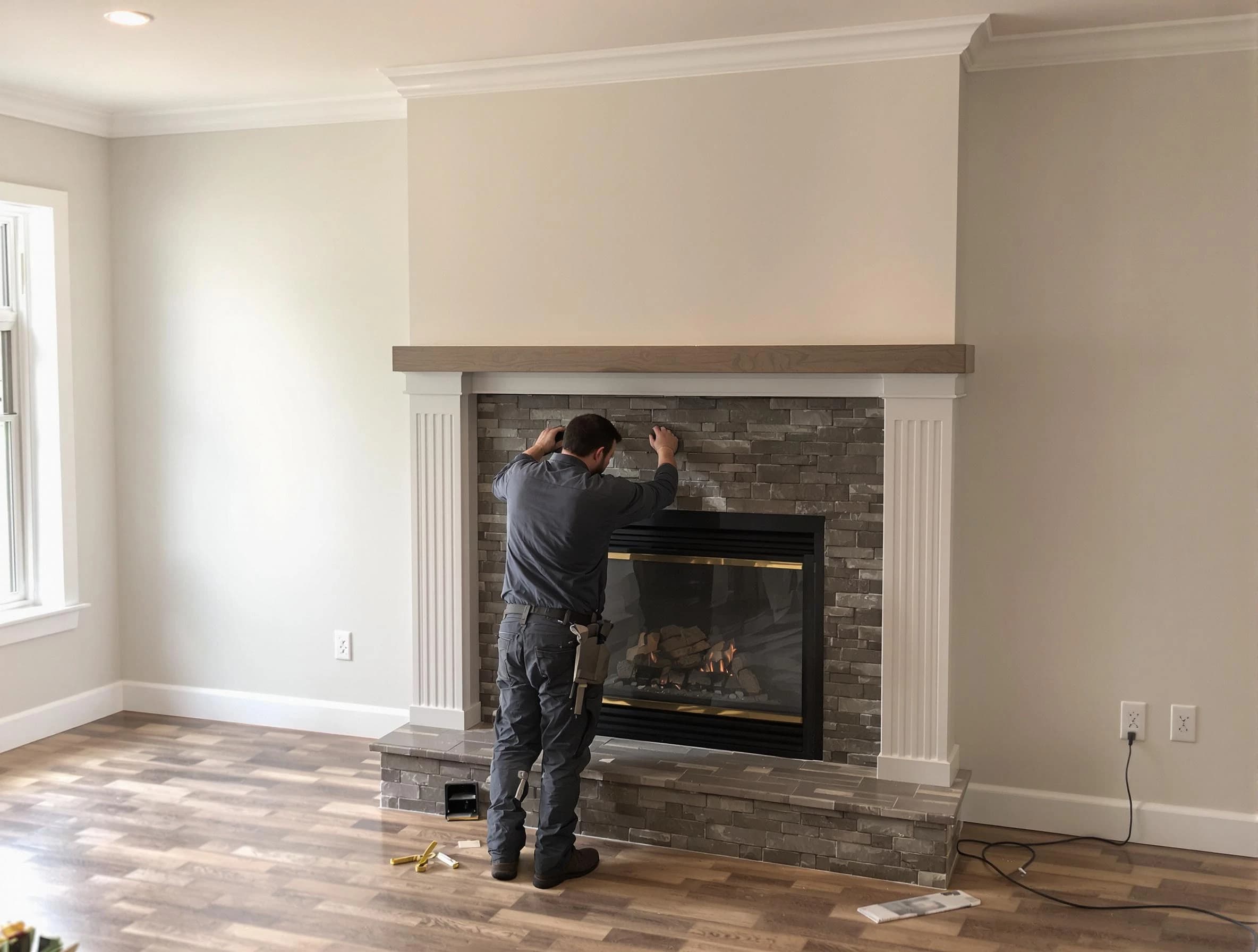 American Fork Chimney Sweep finishing a custom fireplace install in American Fork, UT