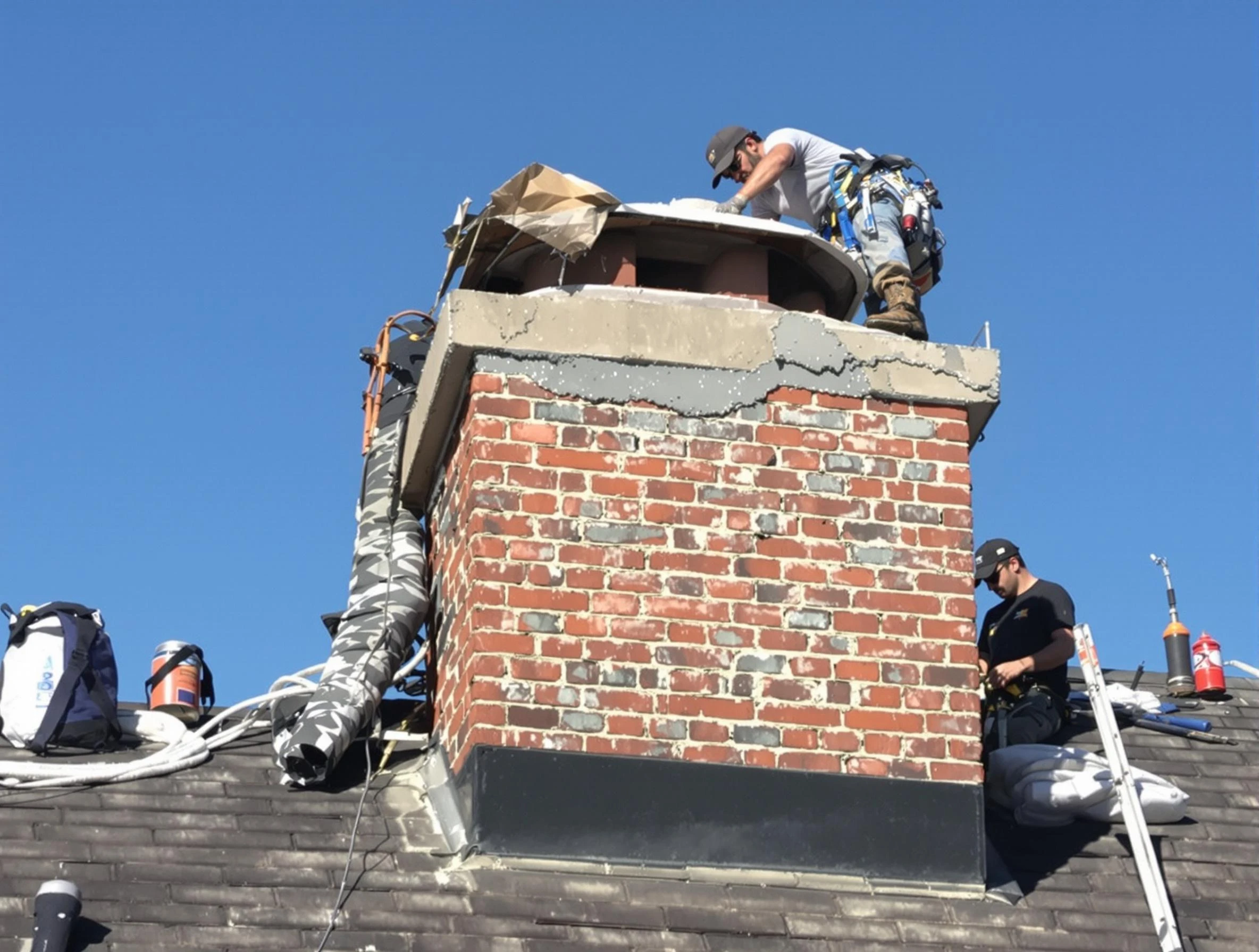 American Fork Chimney Sweep installing a custom chimney crown in American Fork, UT