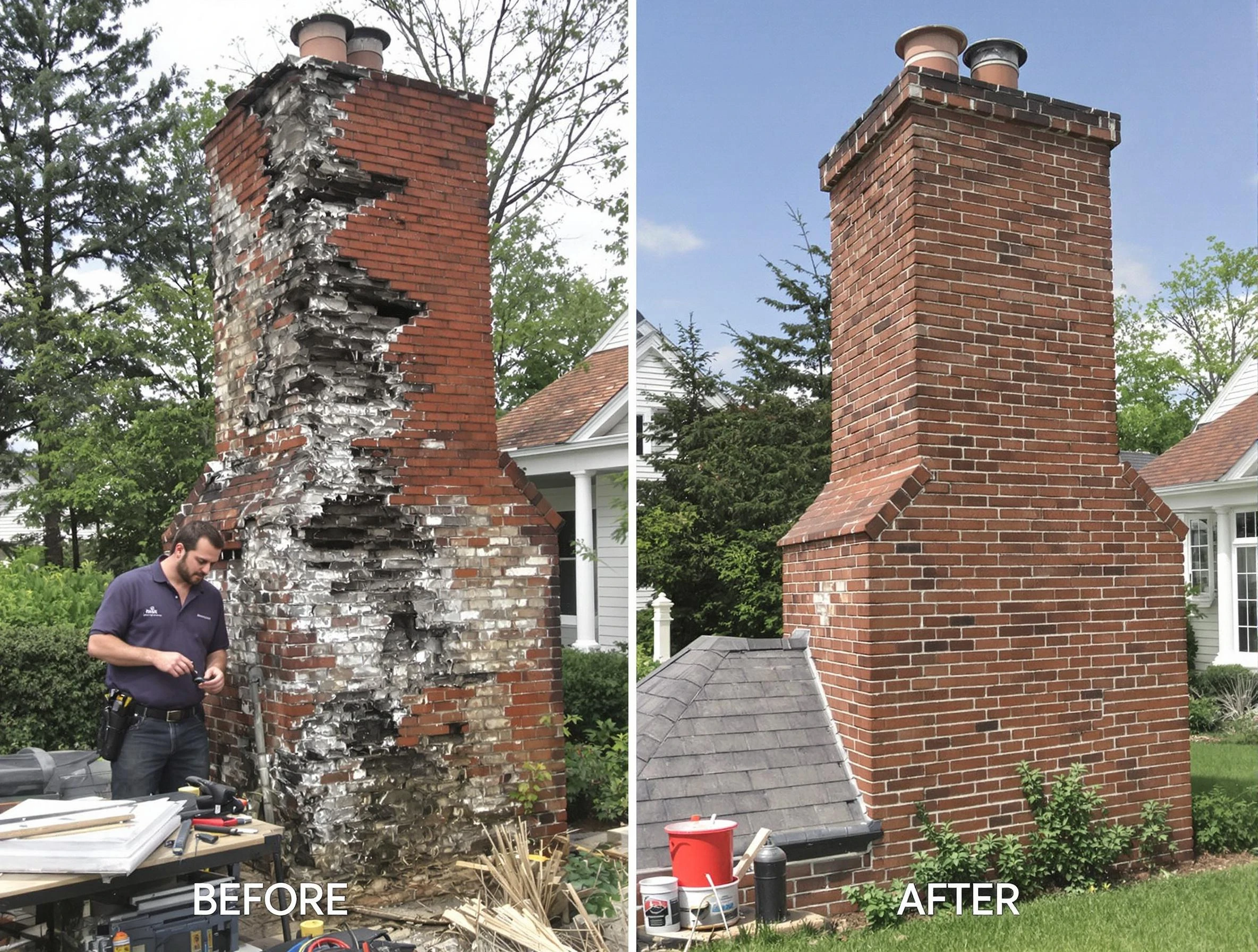 American Fork Chimney Sweep performing a full chimney restoration in American Fork, UT